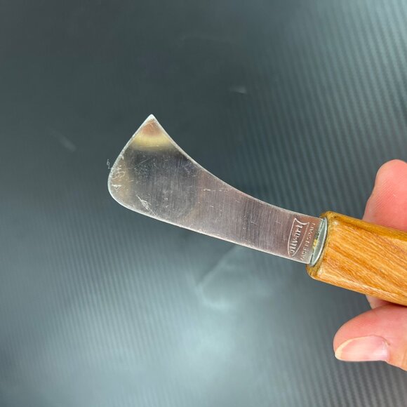 Vintage Oliv-Art Olive Wood Butter Dish with Metal Knife Made in Spain - Picture 6 of 7